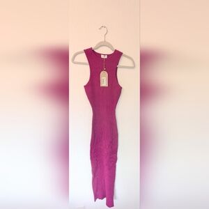 Ribbed Sleeveless Pink Dress